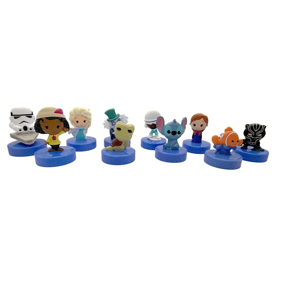 Disney Kids Disneyland 70th Anniversary McDonalds Bottle Topper Blue Figure Lot